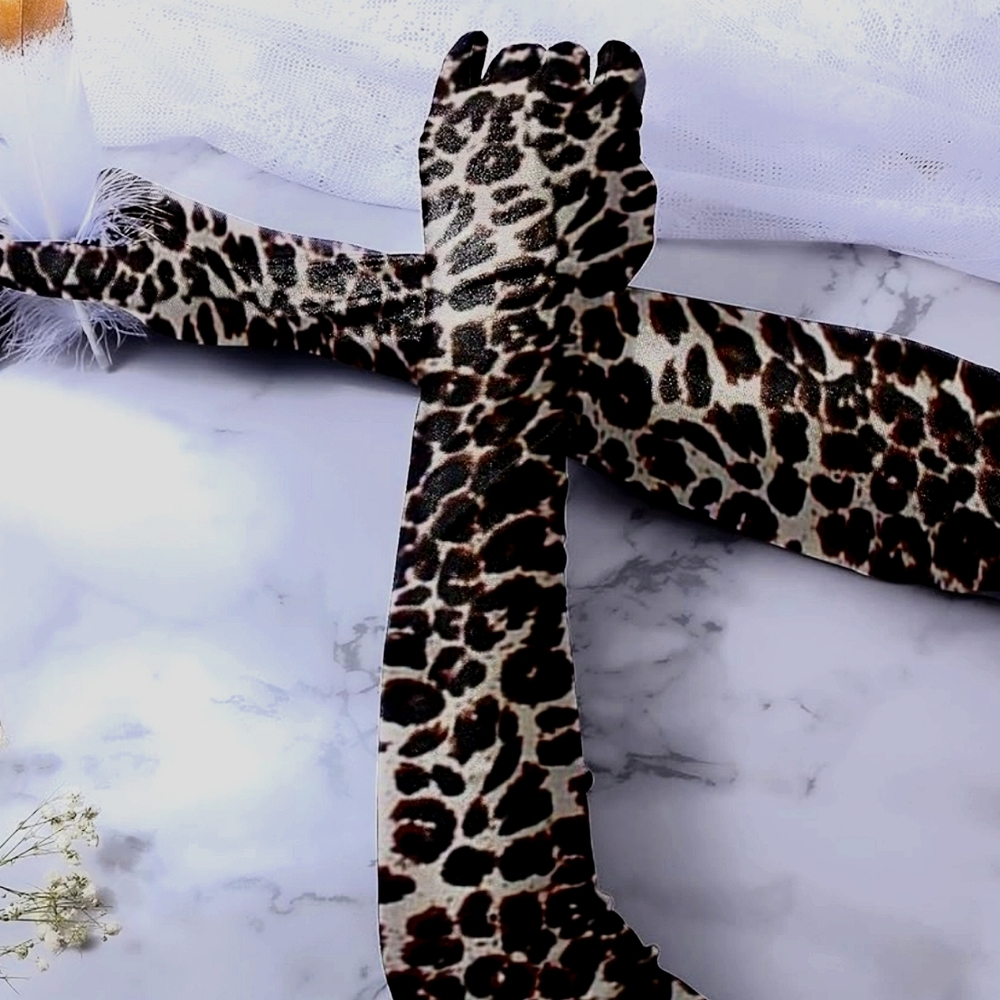 Leopard Print Stunning Opera Gloves Long NWT